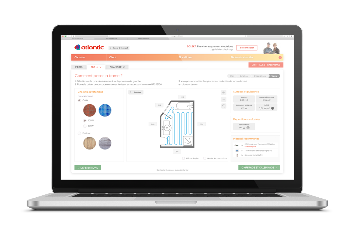 Visuel du support numérique conçu pour les installateurs de plancher chauffant Groupe Atlantic